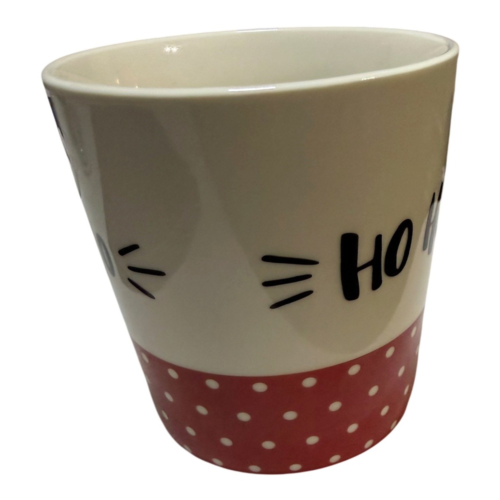 Sleigh Bell Bistro Christmas Mug Ho Ho Ho Red Polka Dot Ceramic Coffee Cup - Picture 3 of 5